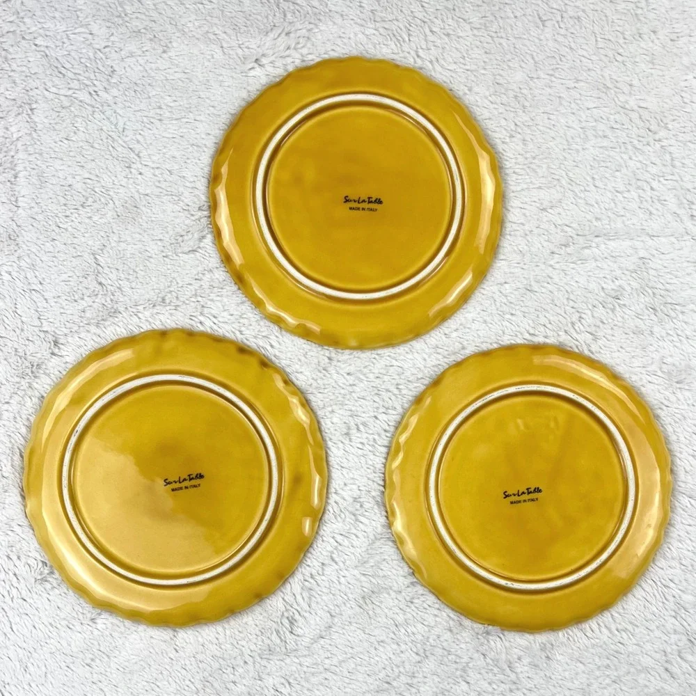 Sur La Table Set of 3 Sunflower Plates Yellow‎ Made in Italy Ceramic